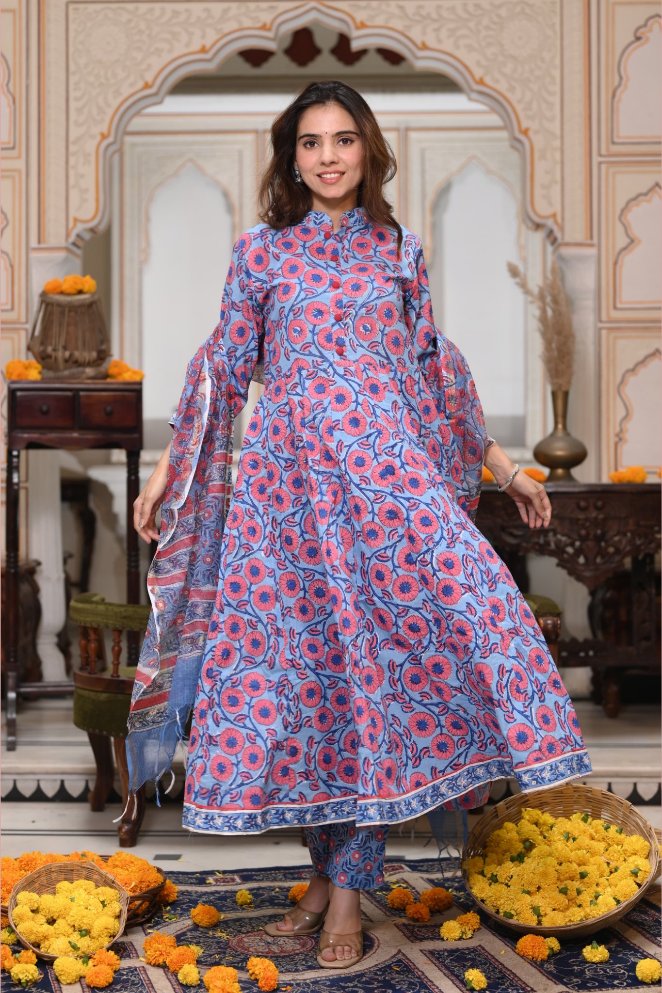 Contemporary Hand Block Kalamkari Cotton Sarees Design 5