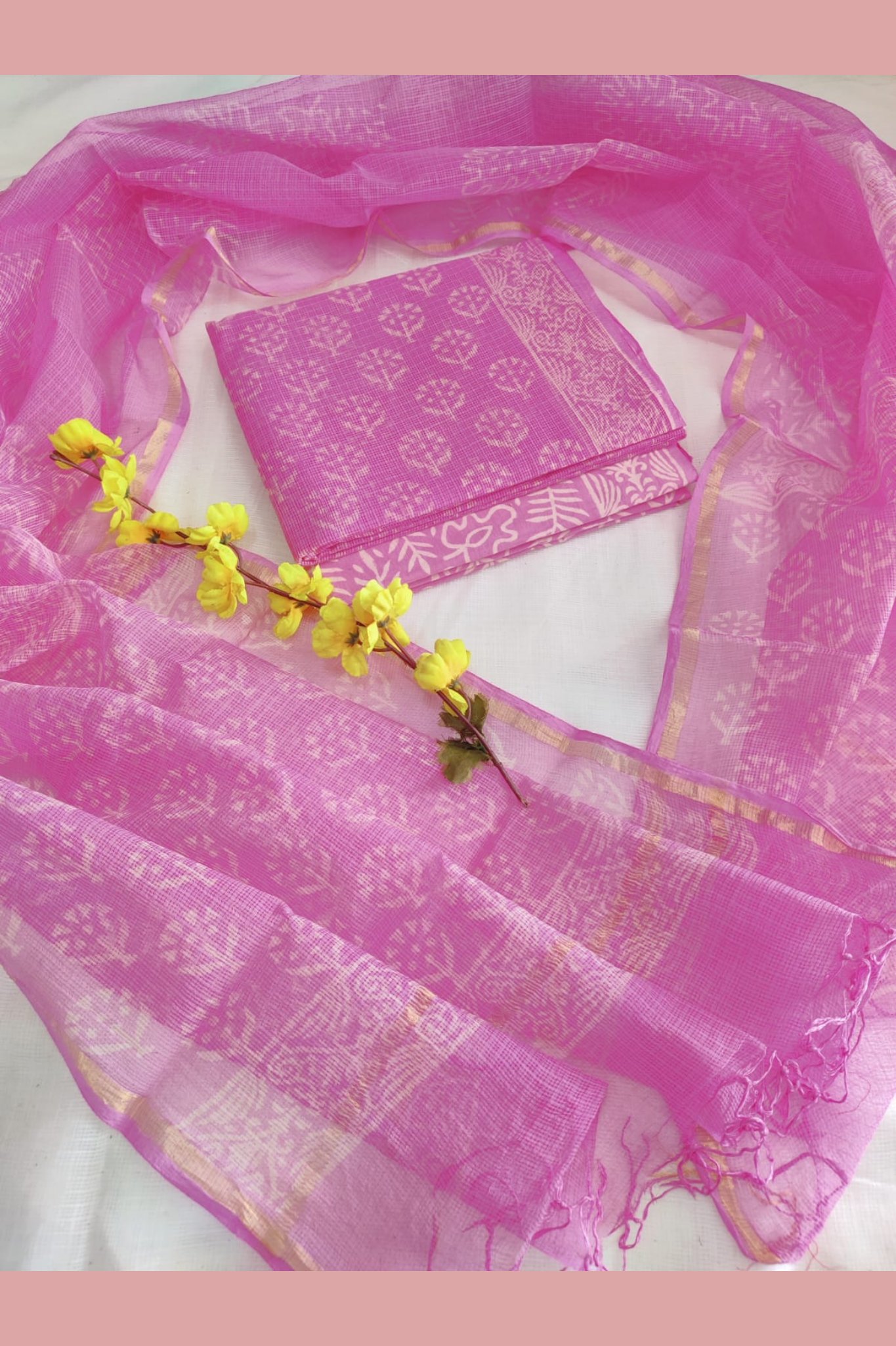 Latest Hand Block Kota Doria Sarees Design 6