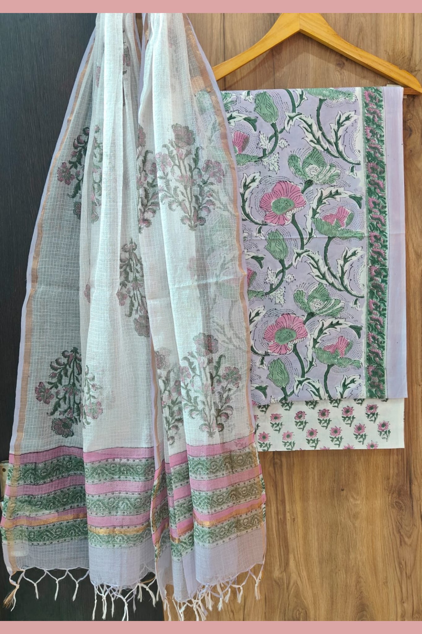 Handcrafted Hand Block Kalamkari Cotton Sarees Design 1