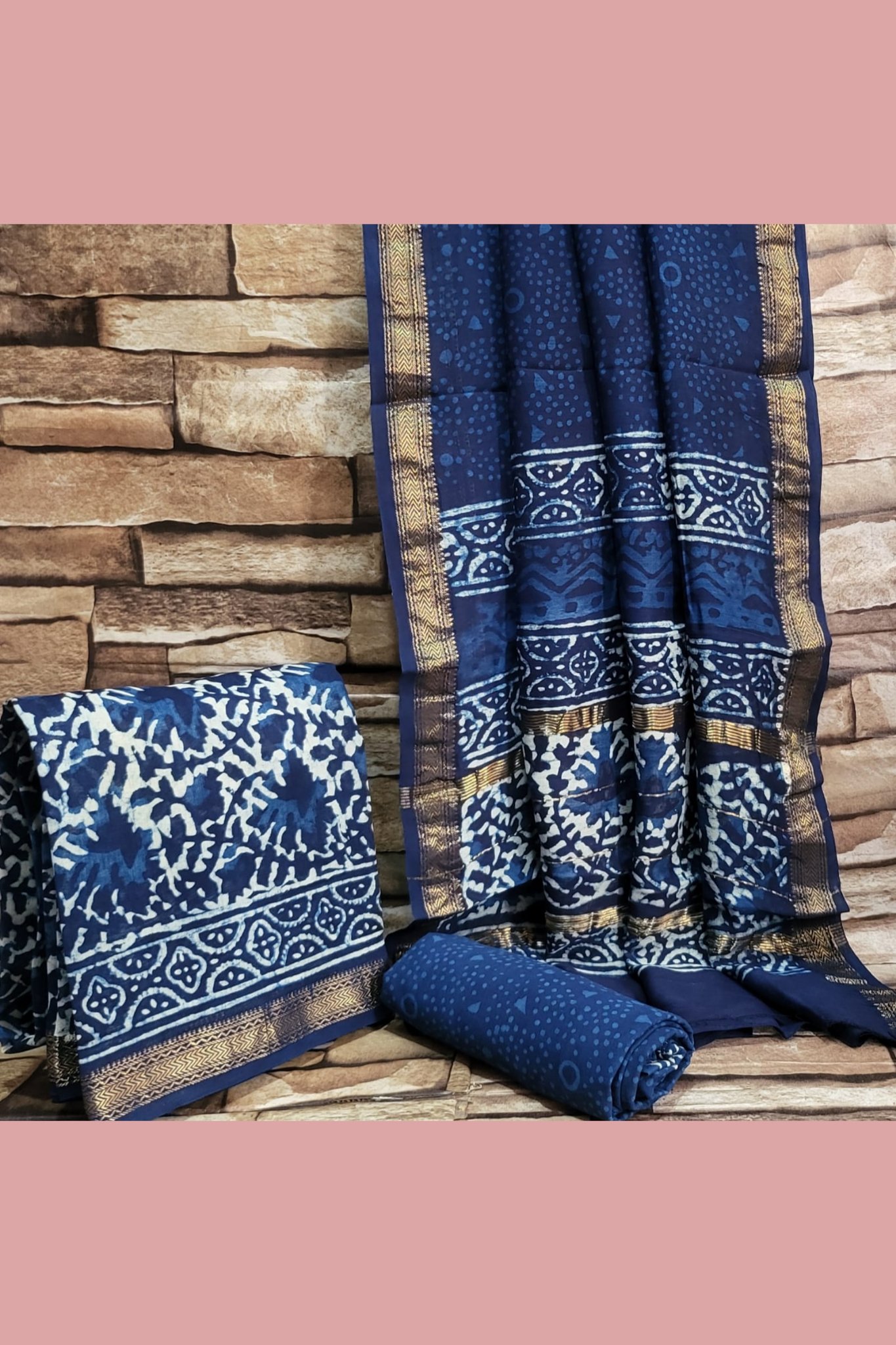 Handcrafted Hand Block Kota Doriya Cotton Sarees Design 1