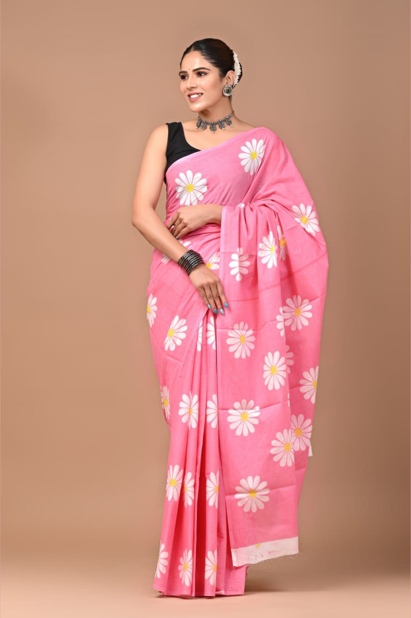 Traditional Hand Block Kalamkari Cotton Sarees Design 3