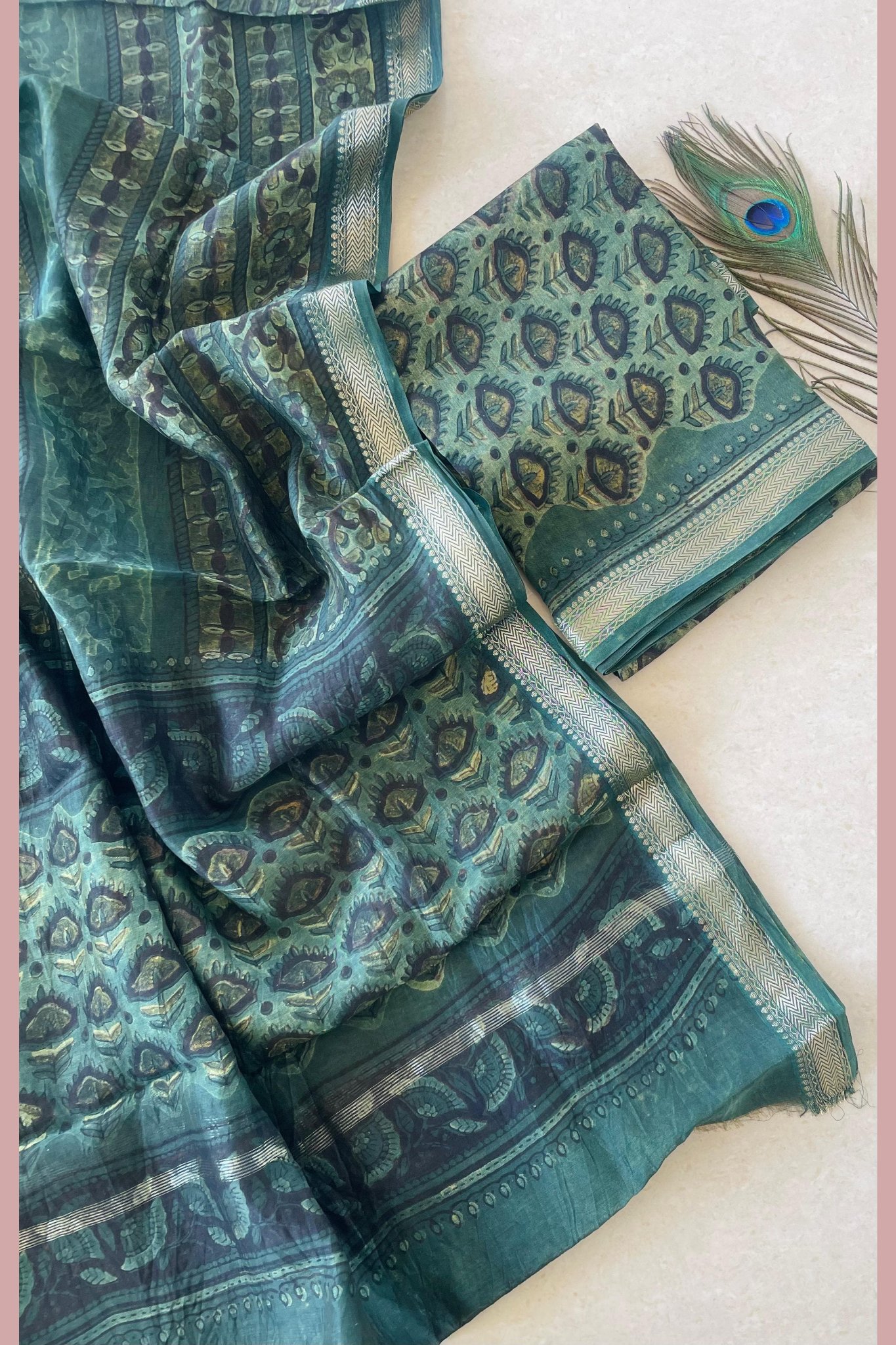 Traditional Hand Block Unstitched Salwar Suit Design 3